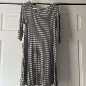 Grey and White Striped Dress
